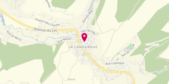 Plan de BRUN Aude, 1 Place du Pre Commun, 48500 La Canourgue