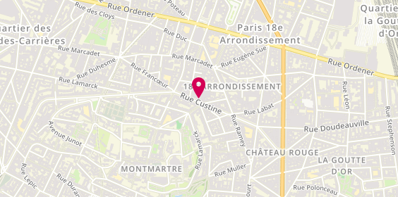 Plan de CARRIOU Justine, 50 Rue Custine, 75018 Paris